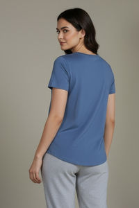 Zivame Knit Cotton Sleep Top - Blue Horizon — thumbnail 5
